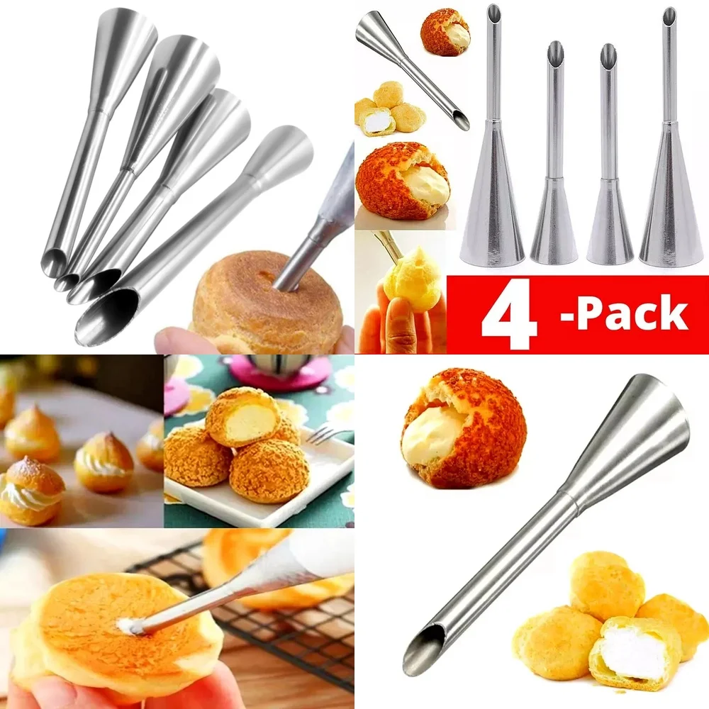 

Cream Piping Tips 4 Piece Set for Cake Decorating Icing Nozzles Baking Tools Cupcake Frosting Kit Dessert Supplies Pastry