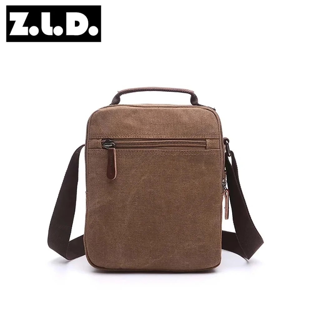 solid color canvas small vertical section square shape handbag men shoulder bag