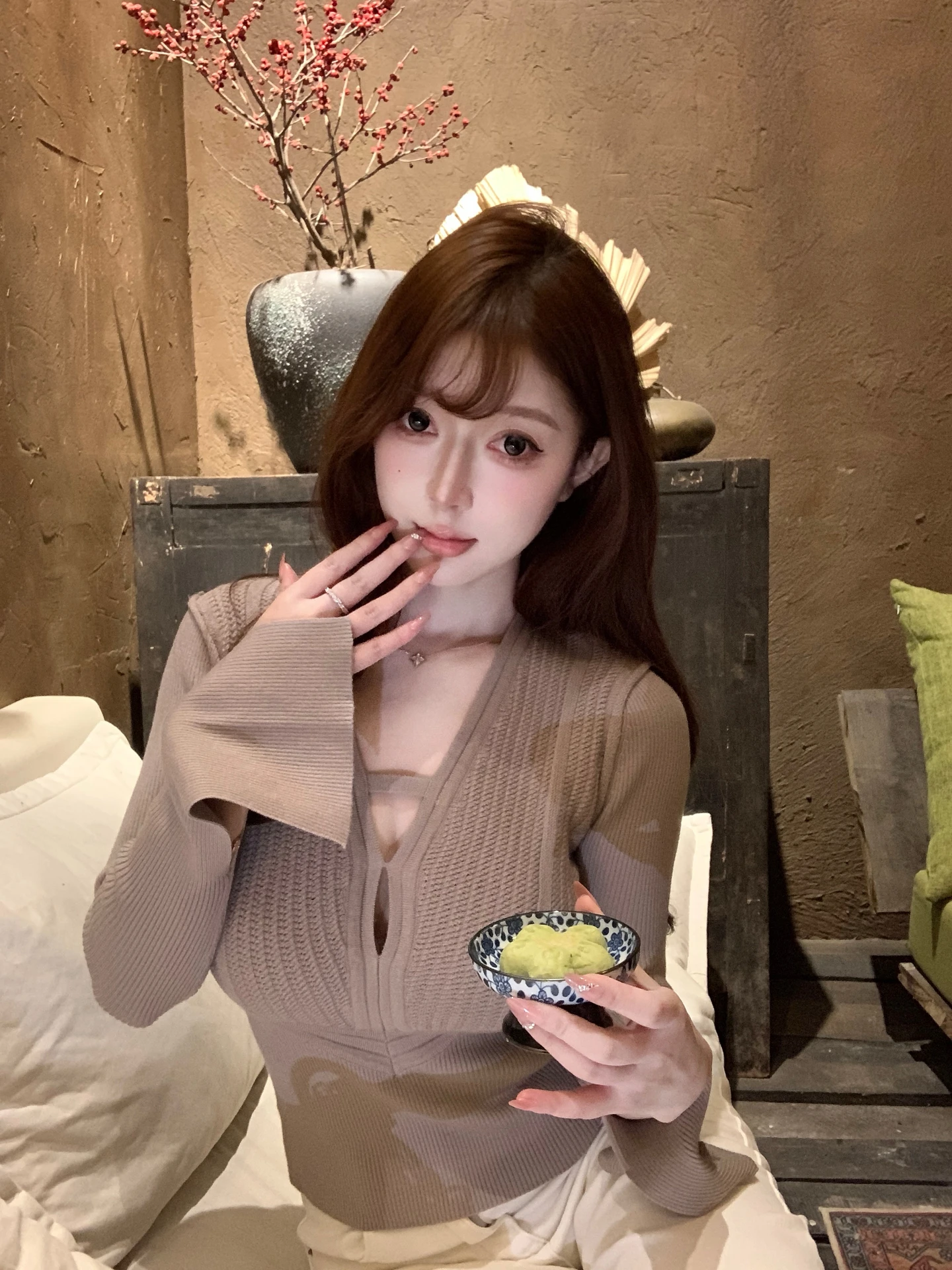 

Женская трикотажная базовая кофта M900 с длинным рукавом и V-образным вырезом, повседневная, приталенная, для осени и зимы, для невысоких женщин