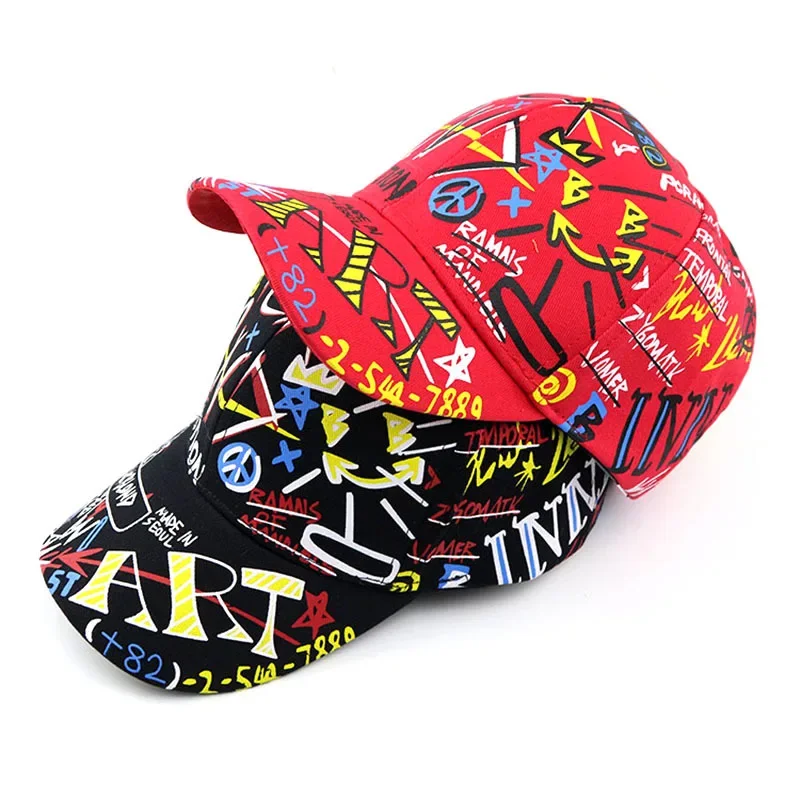 Baby Boys Girls Baseball Cap Spring Summer Children Cute Hat Cartoon Graffiti Print Kids Popular Hip Hop Snapback For 2-8 Years