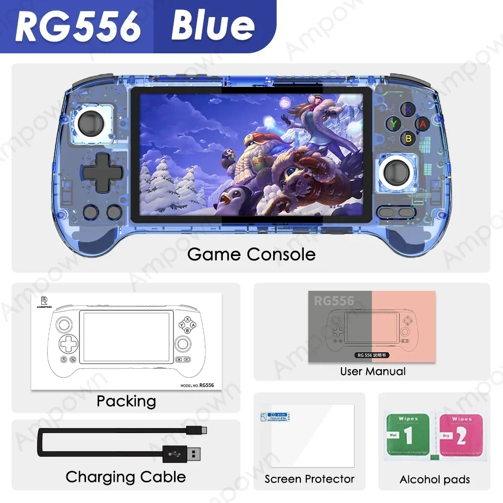 ANBERNIC RG556 Handheld Game Console 5.48 ''AMOLED Scherm Android Systeem 5500mAh Batterij Bluetooth5.0 Draagbare Video Game Speler