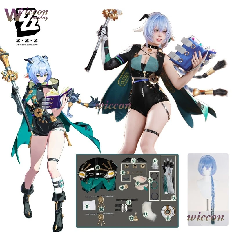 أزياء لوسيا التأثيرية ZZZ Zenless Zone Zero شعر مستعار موحد أغطية الرأس لعبة الزي Spook Shack بدلة نسائية لحفلات الهالوين