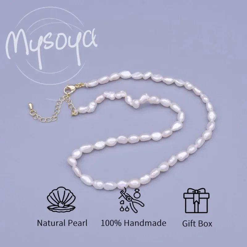 

MYSOYA Белое ожерелье из пресноводного жемчуга в стиле барокко 4-5 мм с подарочной коробкой, для нее/Хим, на день рождения/свадьбу/Рождество/Новый год