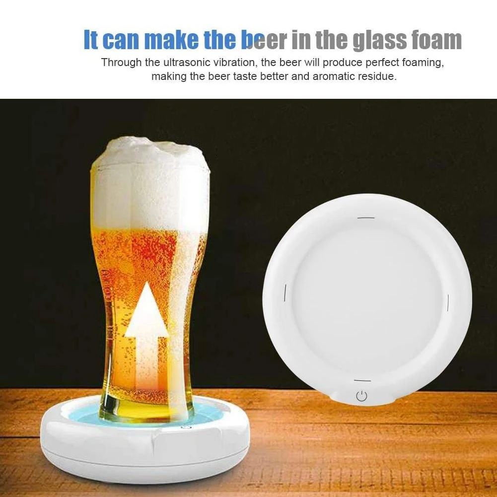 Electric Ultrasonic Beer Foamer Beer Enhancer Better Tasting Beer for Lager, Craft Beer and Home Brewing