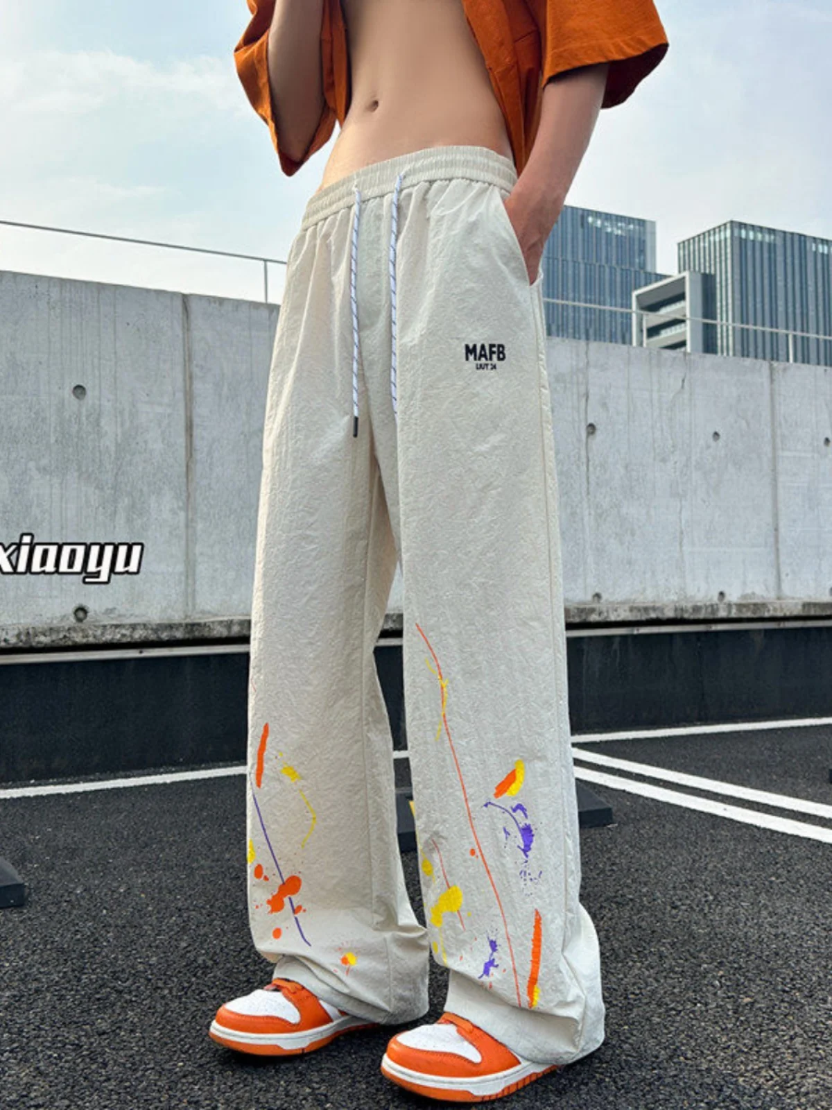 

Мужские летние повседневные брюки из ледяного шелка: тонкие, быстросохнущие, свободные, прямые, широкие штанины, спортивные, для старшеклассников