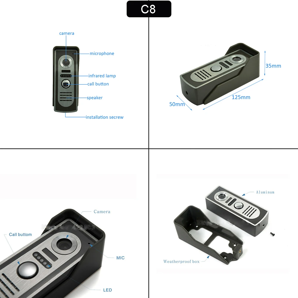 1 Set Video Deurbel Met 7 "Kleur Touch Panel Display Wired Deurtelefoon Intercom Systeem Gebruik Rfid Card unlock