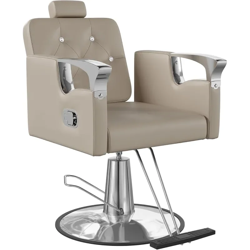 Salon Chair for Hair Stylist Reclining Salon Chair Professional Styling Salon Chairs with Heavy Duty Hydraulic Pump 440LBS