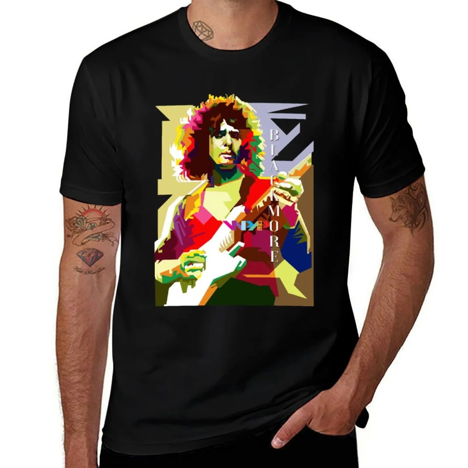 

Ritchie Blackmore T-Shirt cotton graphic tees blue lock plain cheap stuff Men's t shirts