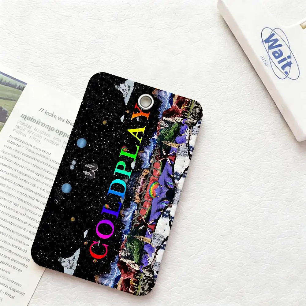 Pop Rock Band C-Coldplay PU Soft Leather Rectangular Key Card Holder Induction Elevator Protection Cover Youth Faion Accory