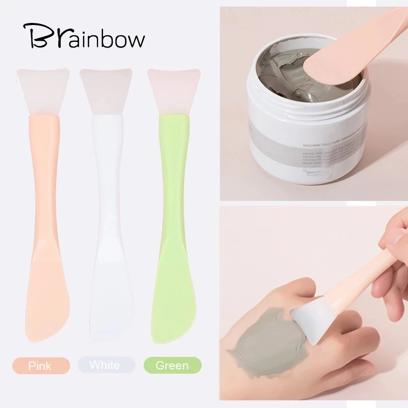 

Brainbow 1pc Mask Brush Silica Gel Applicator Double Head Scraper SPA Brush Face Clean Mud Film Beauty Tool