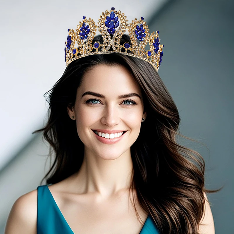 

Baroque Luxury Crystal Rhinestone Tiaras and Crowns For Women Bride Vintage Prom Diadem Bridal Wedding Hair Accessories Jewelry