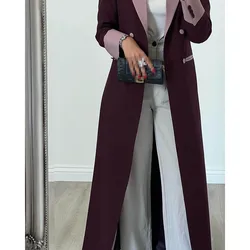 Luxury Muslim Abayas Dresses Elegant Double Breasted Peak Lapel High Quality Jacket 1 Piece Formal Occasion Office Lady Outfits