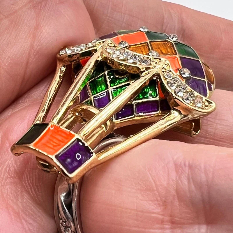 أزياء النفط يقطر ثلاثي الأبعاد اللون منطاد الهواء الساخن بروش سبيكة حجر الراين بروش دبوس دعوى بروك للرجال والنساء #5