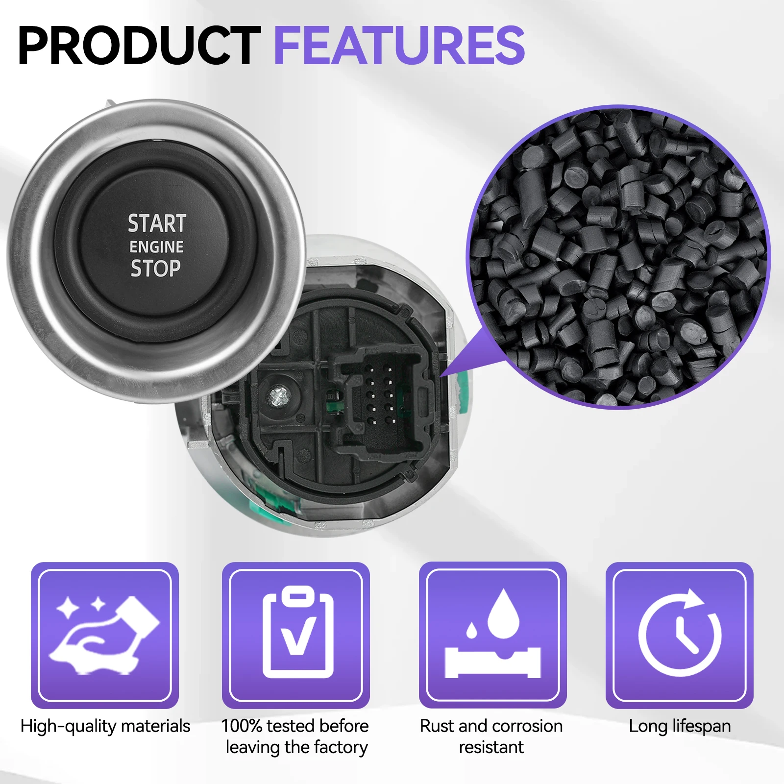 For Land Rover Range Rover L322 2010-2013 Car Keyless Start Stop Button Engine Ignition Starter Switch Push LR050802 LR011897 - view 5
