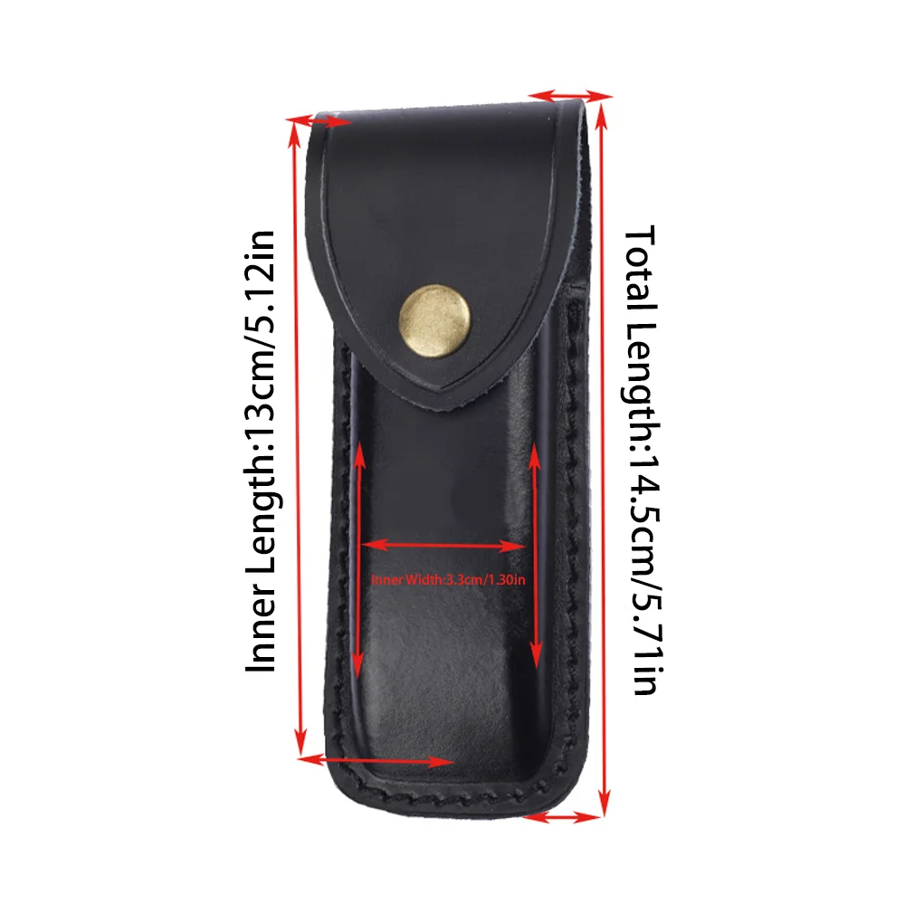 High- Quality Folding Knife Universal Two-layer Cowhide Leather Sheath  Knife Case Hand-carved Scabbard Knife  with Belt Buckle view 3