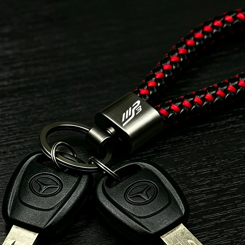 FIT For PIAGGIO MP3 300 400 500 Motorcycle Braided rope Hand Woven Leather KeyChain Detachable Metal 360 Degree Rotating