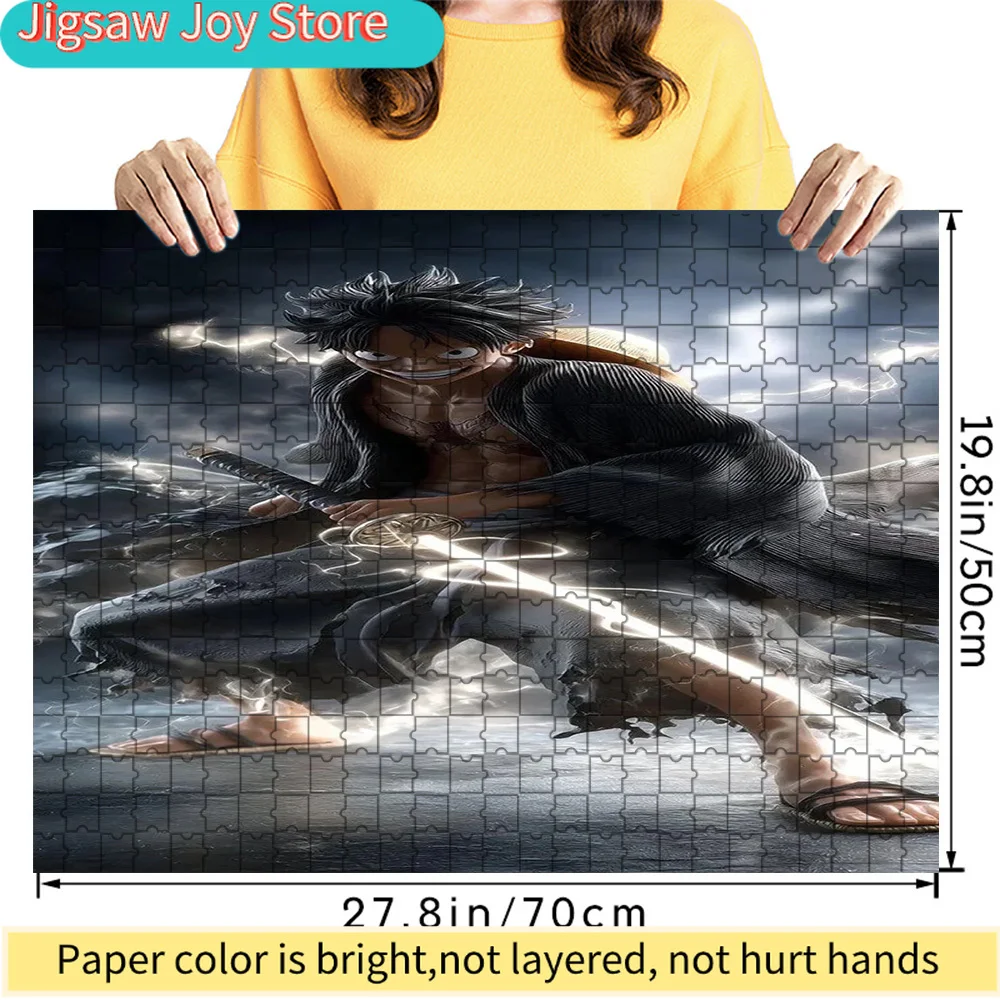 

Premium Paper Jigsaw Puzzle One Piece Monkey D. Luffy Samurai Lightning Scene Anime Art High Quality Cardboard Puzzle for Family