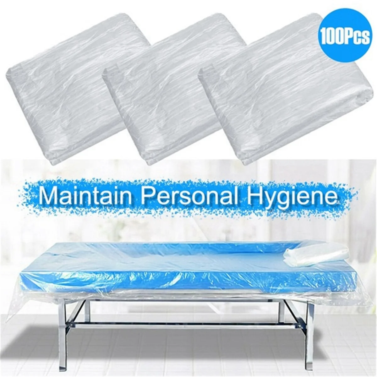 A04I 100Pcs Disposable Plastic Couch Cover Bedspread SPA Massage Treatment Table Sheets Transparent Beauty Bed