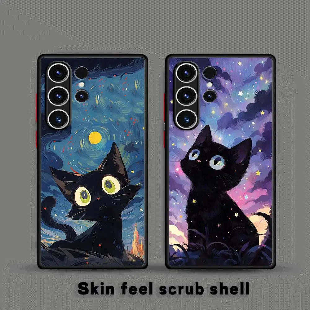 Van Gogh Art Cute Kitty Phone Case for Samsung Galaxy S23 24 Ultra S22 S20 FE S21 Plus 5G S10 Plus S22Ultra Cover