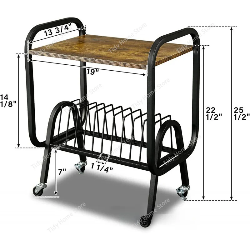 Home vinyl record storage rack, bedroom, living room, iron art small side table storage rack, creative magazine and newspaper