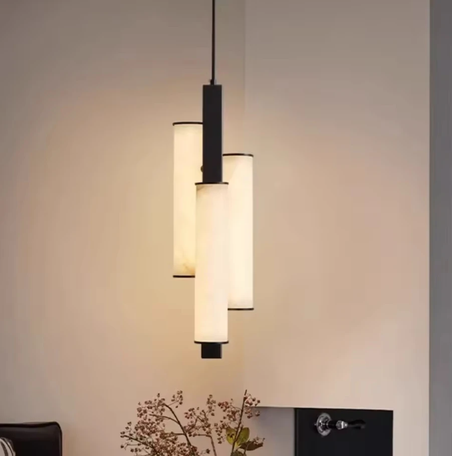 Modern Minimalist Living Room Pendant Light Design Creative Dining Room Lights Bedroom Belt Snowflake Marble Pendant Lighting