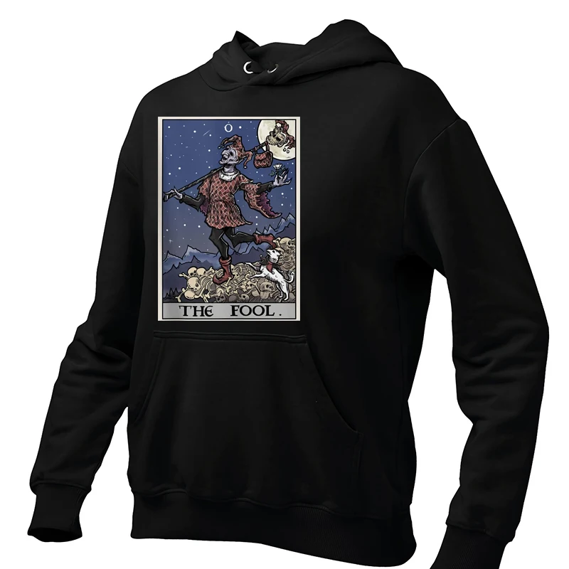 The Fool Tarot Card Hoodies Gothic Creepy Halloween Classic Fleece Sweatshirt Novelty Gift For Men Women Pullovers