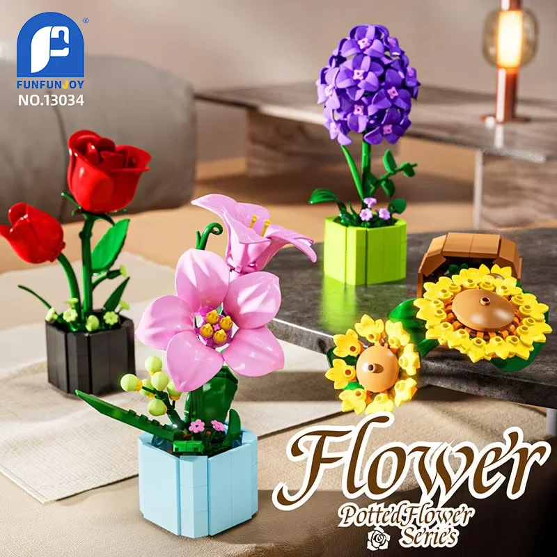 Flower Toy Flower Building Block Model Set Enternal Flower Home Decoration Desktop Romatic Gift For Girl Children Gift
