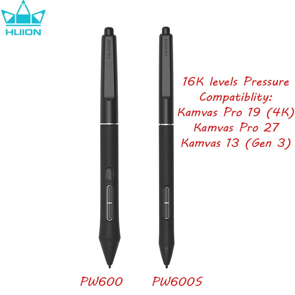 Huion PenTech 4.0 Battery-free Pen PW600S PW600 16K Levels Pressure for Pen Display Kamvas Pro 19 Kamvas Pro 27 Kamvas 13 (Gen 3