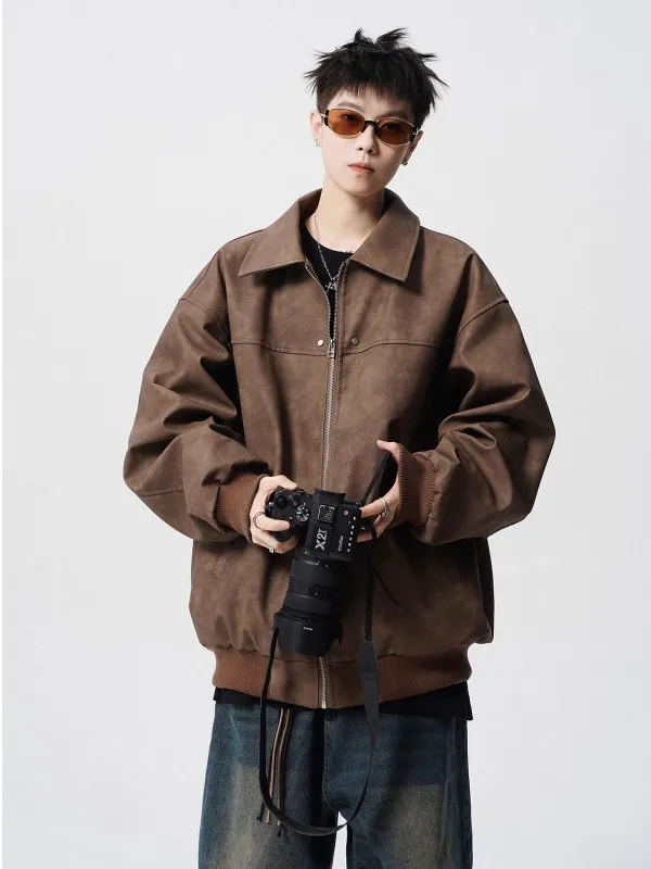 

Мужская винтажная куртка из искусственной кожи в американском стиле, утепленная, ретро, с воротником, в стиле High Street