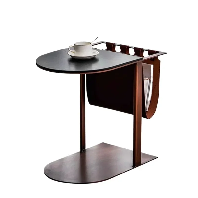 retro sofa side table, living room home bedside c-type mini coffee table, balcony storage table, light luxury and high-end sense