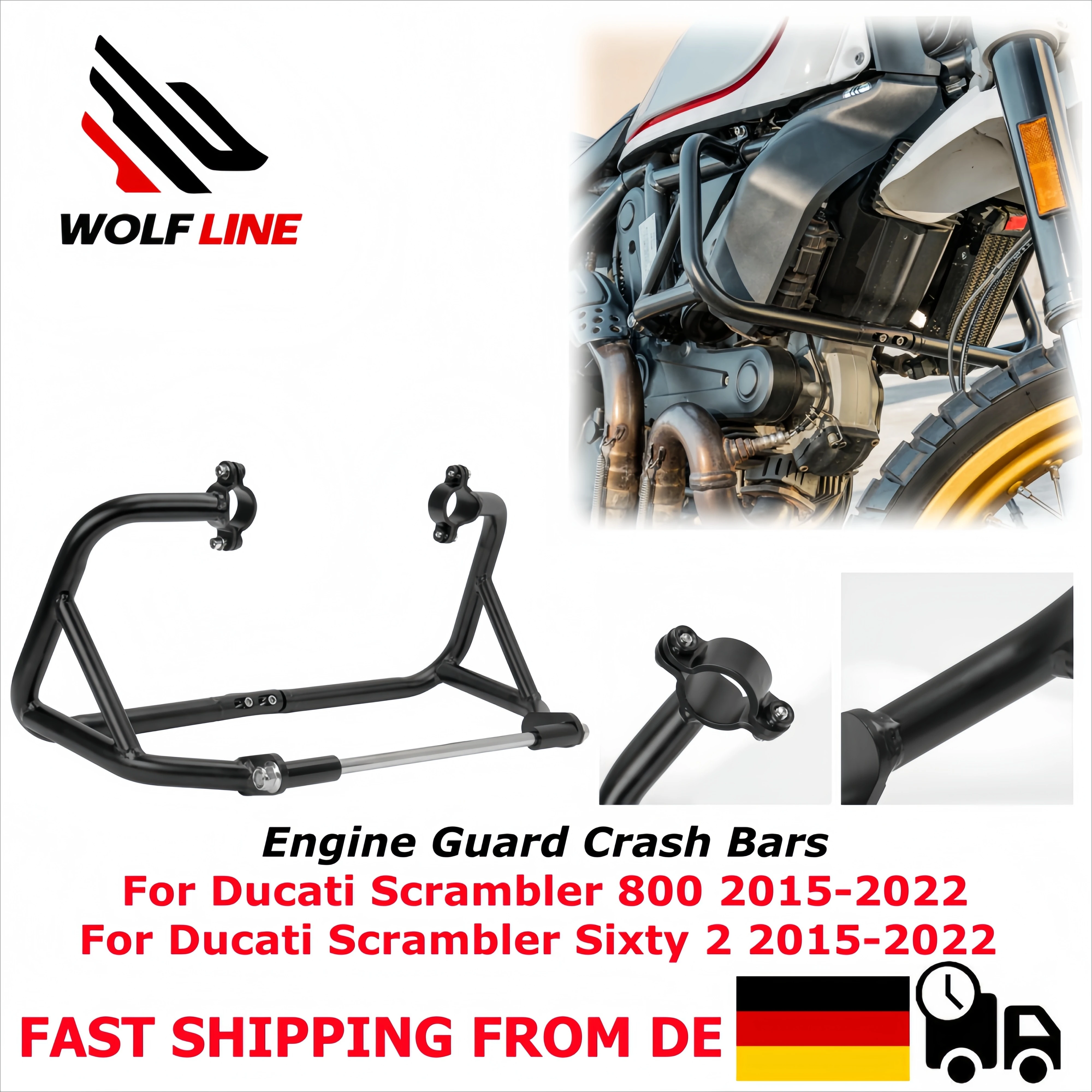 WOLFLINE Sturzbügel für Ducati Scrambler 800 2015-2022 für Ducati Sixty 2 Motor-Sturzbügel Rahmensturzschutz Zubehör