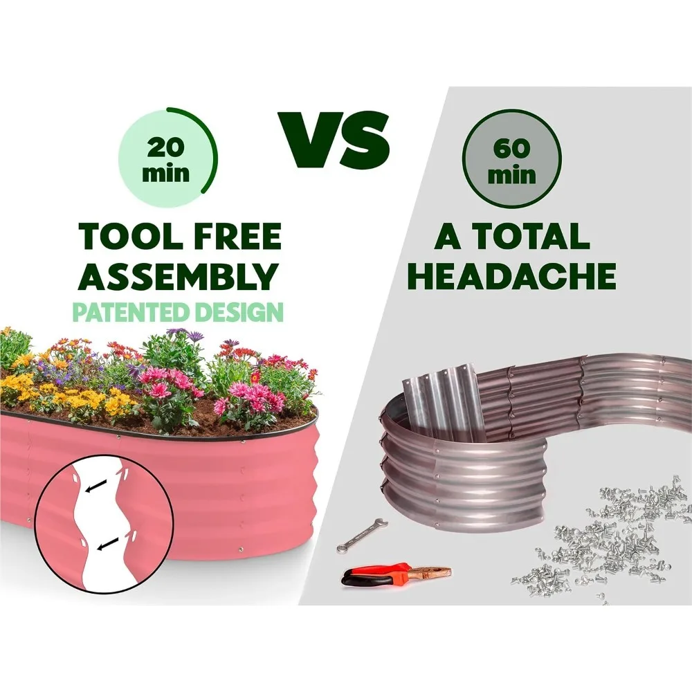 أسرة حديقة مرتفعة مجلفنة مطورة بالكامل في الهواء الطلق // 4 × 2 × 1 قدم أغطية مرتفعة لزراعة البستنة والخضروات والزهور #2