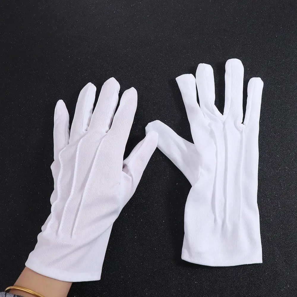 Driving Gloves White Etiquette Gloves Short Elegant Split Finger Gloves Elastic Unisex Work Gloves Tuxedo