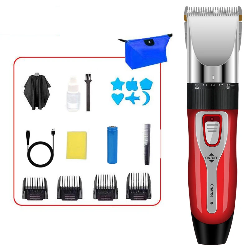 Cortadora de pelo profesional para hombre, recortadora de barba recargable, corte de pelo eléctrico, hoja de cerámica de titanio, máquina de peluquero de poco ruido