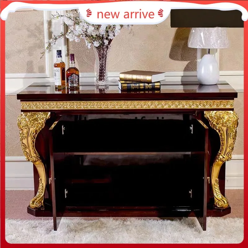 

D2520 French palace solid wood carving flower luxury solid wood porch cabinet dining side cabinet high-end furniture