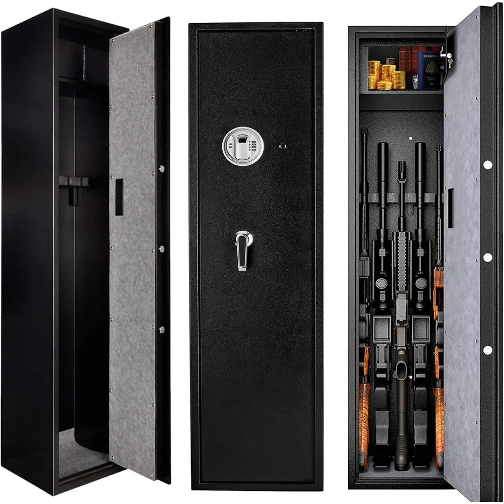 Large Biometric Rifle Safe for 5-6 Guns and Shotguns - Durable Storage