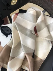 100%Mulberry Silk Scarf &Wrap British Plaid Scarves Sun Protection Shawls Women Printed Retro Spring Summer Scarves