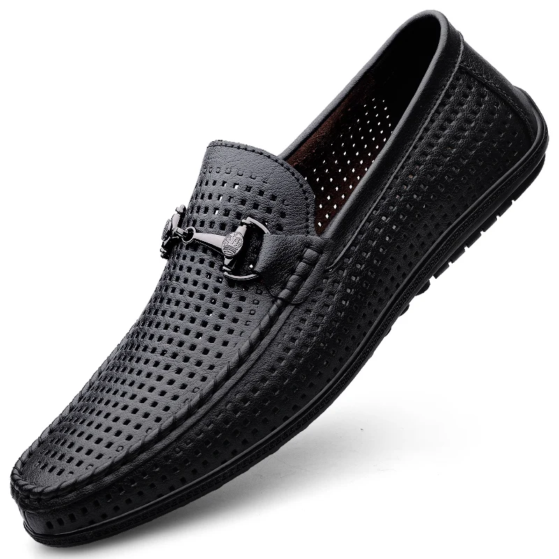 Summer Mens Luxury Loafers Men Slip On Leather Shoes White Breathable Loafer Shoes Casual Mocasines Hombre