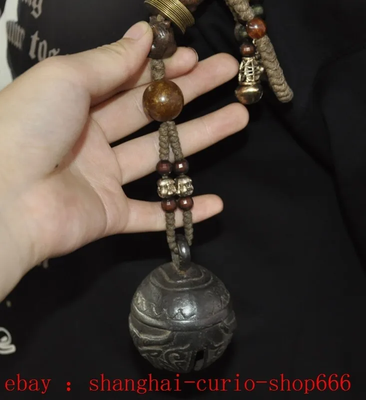 

2.8 inch Old Xizang Buddhist Temple Bronze Bullbell Bell Statue -Natural materials