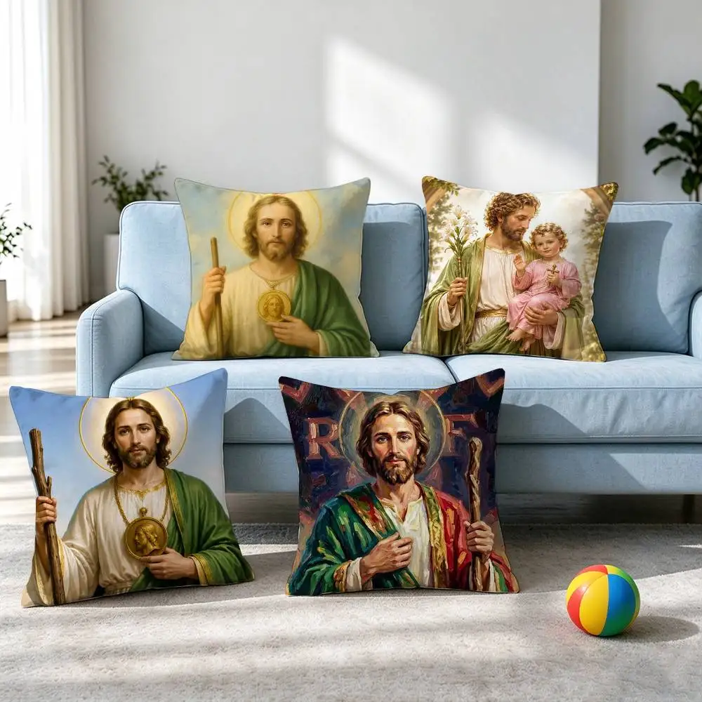 Saint Jude T-Thaddaeus-S  Square Double-Sided printed Pillow Case Bedroom Bedside Pillow Sofa Cushion Cover Gift