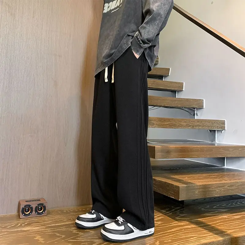 

Мужские серые спортивные брюки, новые, свободного кроя, на весну-осень, повседневные, прямые, в пол, для уличной моды, для ежедневной носки