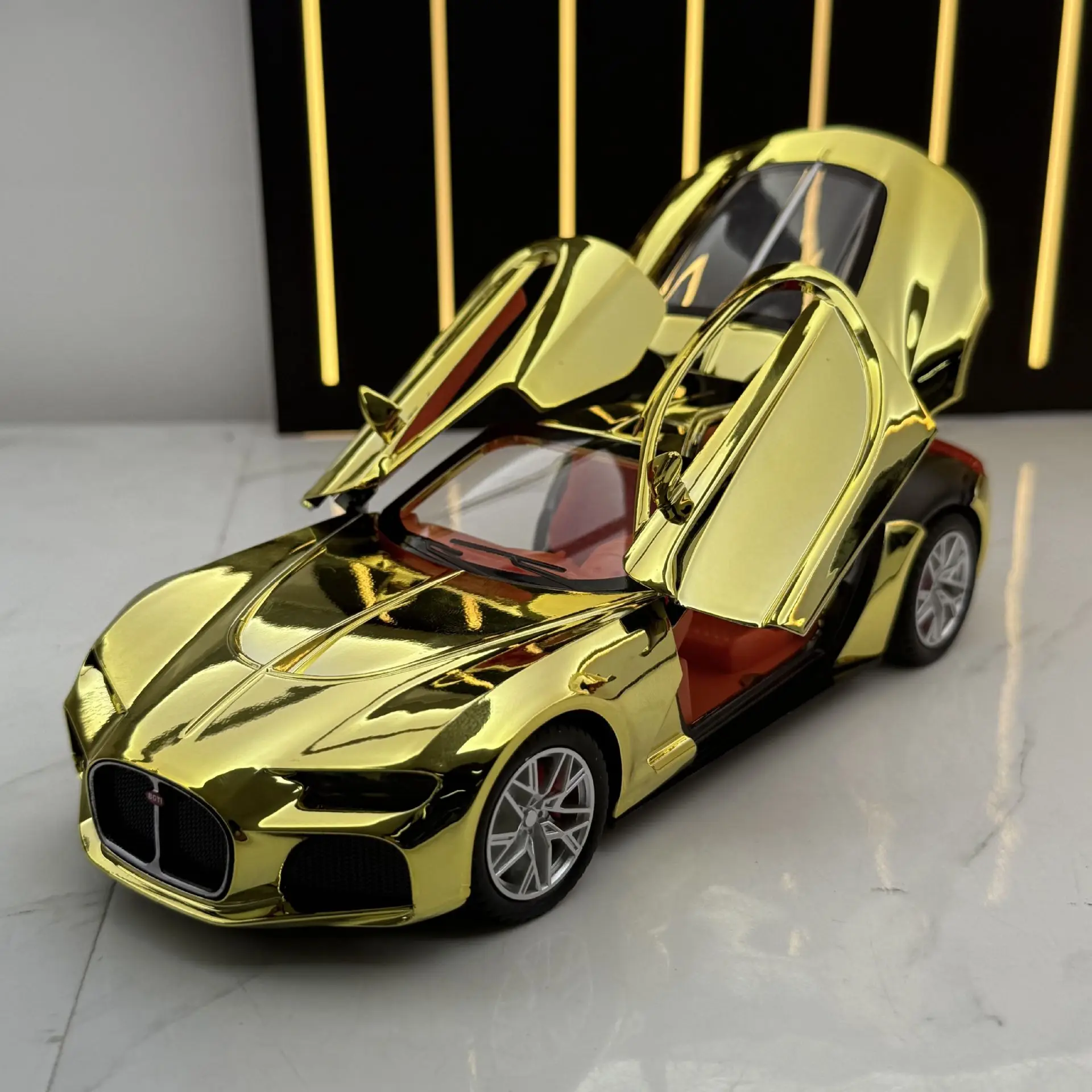 

1:24 Atlantic sports car Simulation Diecast Metal Alloy Model car Sound Light Pull Back Collection Kids Toy Gifts