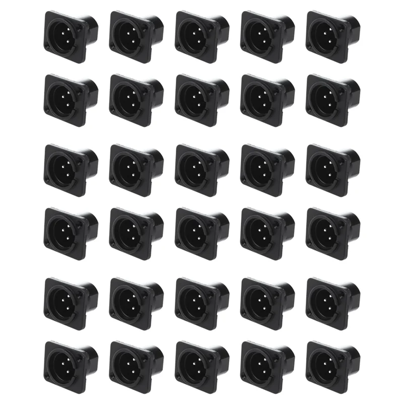 AB46-XLR Male Plug Straight Terminal Panel Mounted Connector 30 Pieces