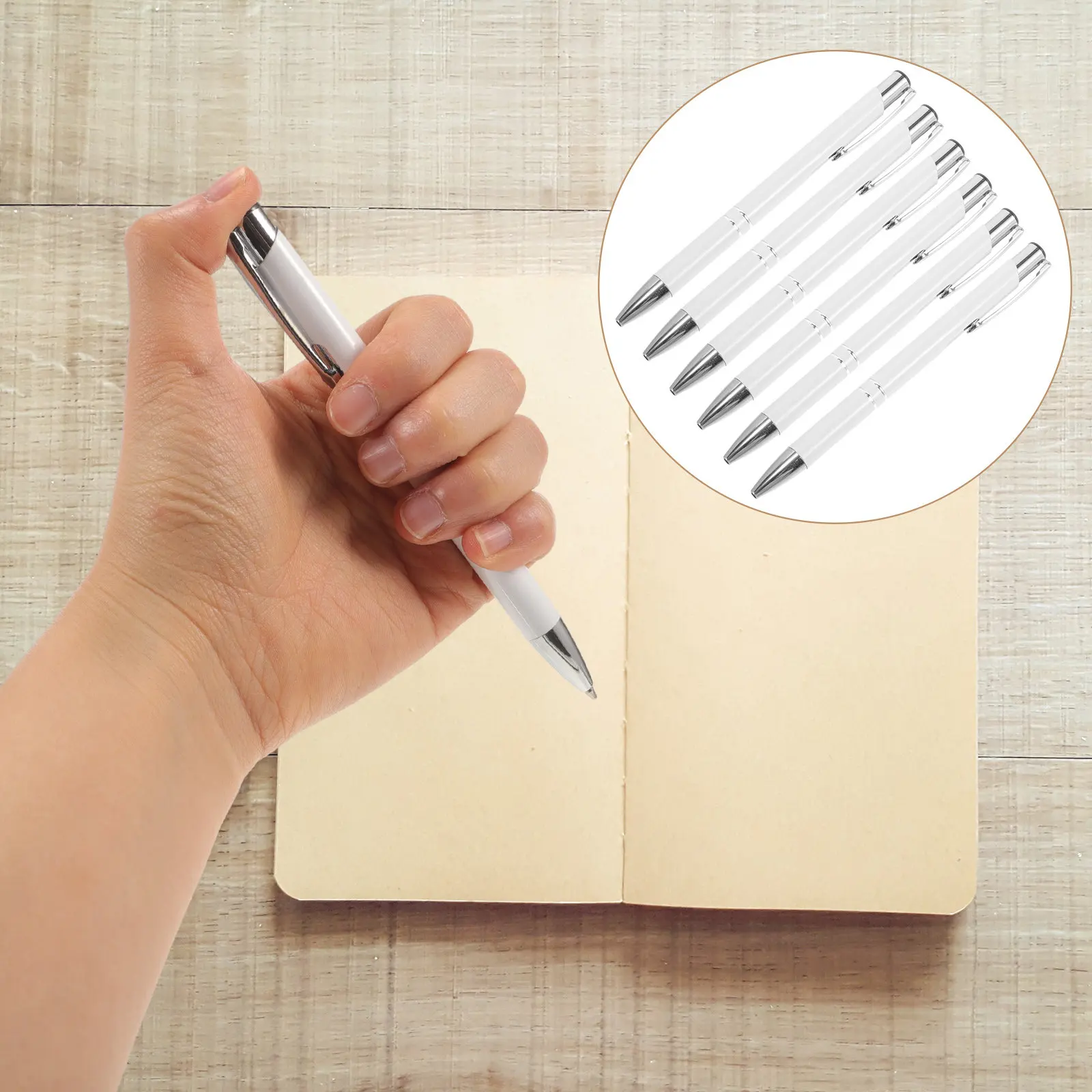 

6Pcs Retractable Metal Ballpoint Pens Smooth Ink Flow Slim Firm Build Fine Tip Gift Pens for Work Study