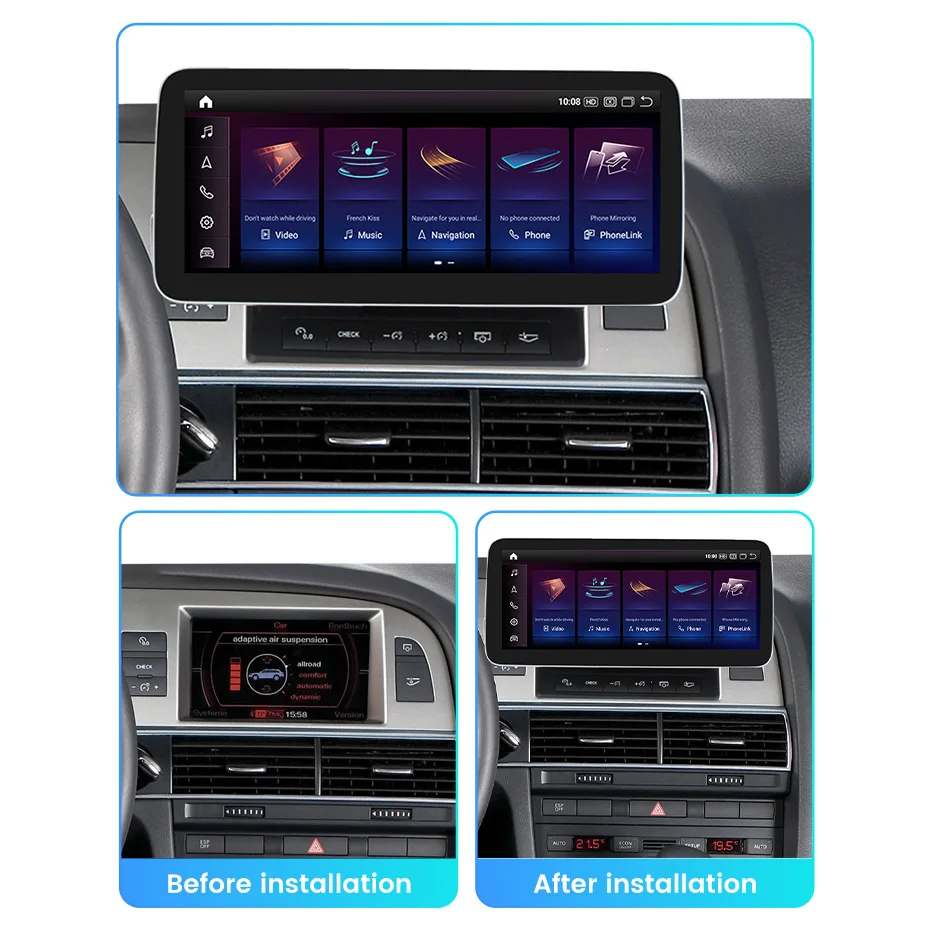 8+256G Android 13 Car Radio Stereo For Audi A6 A6L C6 2005-2009 Navigation Carplay Auto Multimedia GPS Player 4G DSP WIFI NO DVD