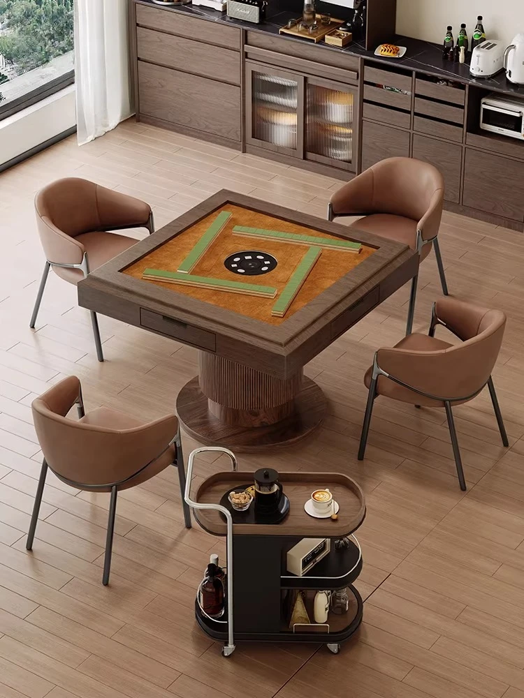 Medieval style solid wood mahjong machine dining table dual-purpose automatic household dining table egg table roller coaster gy