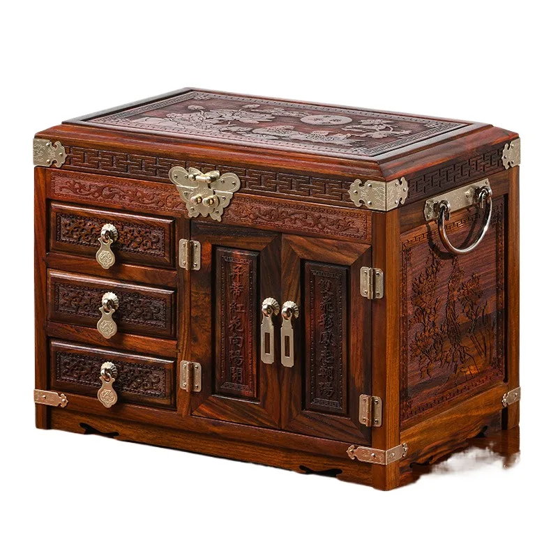New mahogany jewelry storage mahogany high-end jewelry box Chinese dowry box