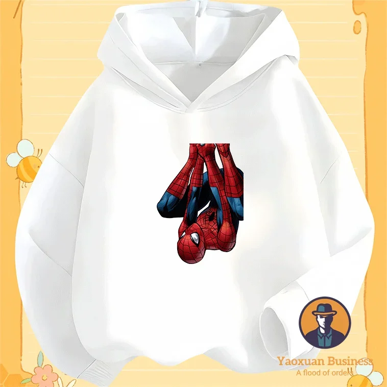 Venda quente 2025 homem-aranha meninos crianças pequenas meninas moletom com capuz bonito impresso dos desenhos animados à prova de vento quente outono inverno elegante