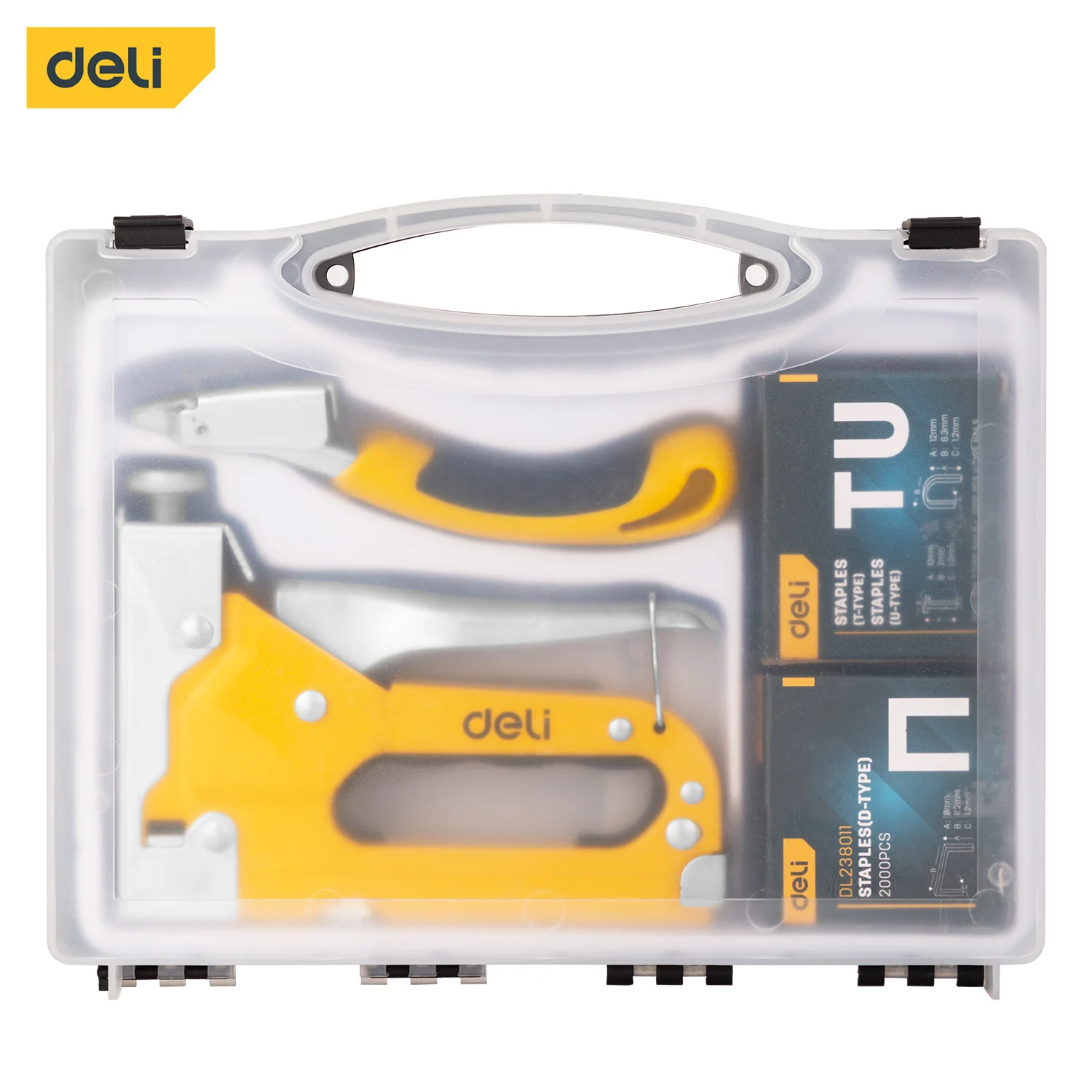 Prego Gun Conjunto com Grampos Removedor Ajuste Manual Madeira Estofados Grampeador Ferramentas de Carpintaria Casa Diy Deli3 in