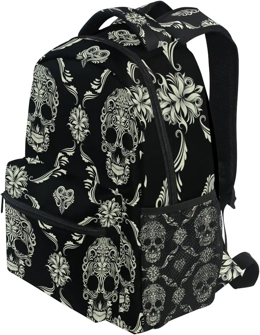 Sugar Skull Day of the Dead Boys Girls School Computer Backpacks Book Bag Travel Hiking Camping Daypack